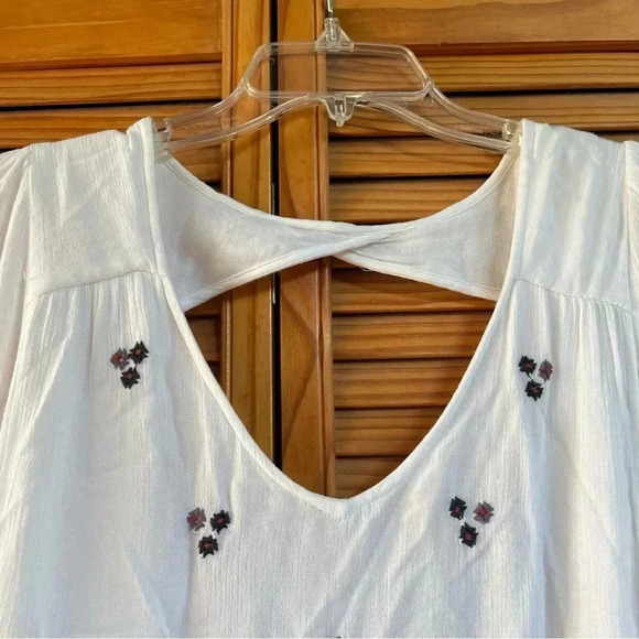 Free People Womens Ivory Oxford Embroidered Mini Dress Floral Gauze Sz S $129 - Picture 6 of 14